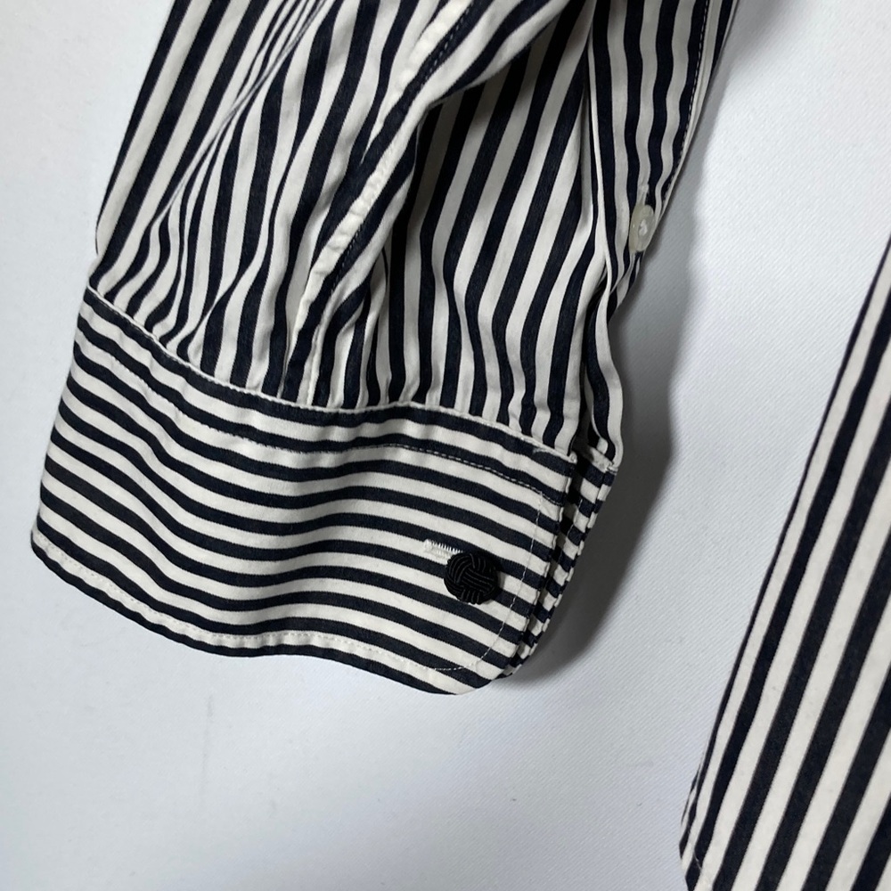 Vintage Lauren Ralph Lauren Striped "Banker" Shirt – Black & White Sz 1x - Picture 9 of 15